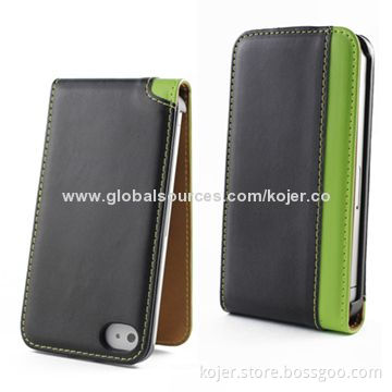 PU Leather Cases for iPhone 4S, with Plastic Shell Inside
